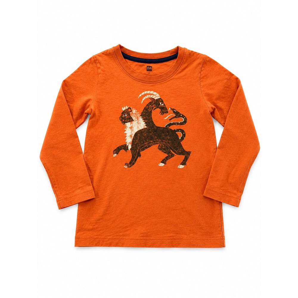 Tea Collection Boys Orange Chimera Mythical Creature Graphic Long Sleeve Tee 4